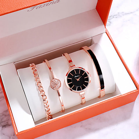 Image of 5pc Rose Gold Diamond Watch Set - Rosecolor
