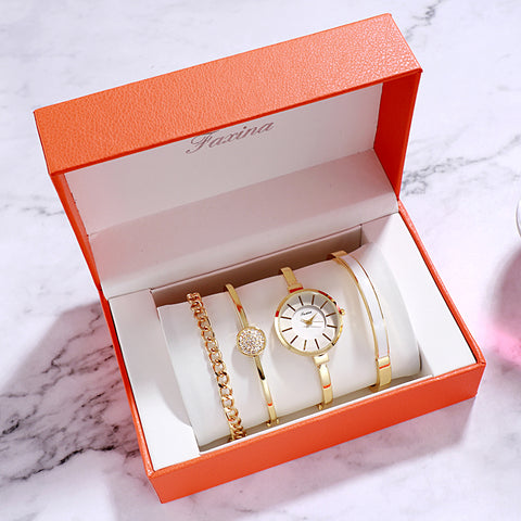 Image of 5pc Rose Gold Diamond Watch Set - Rosecolor