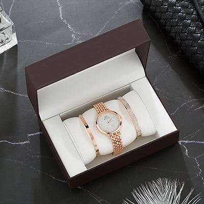 Image of Gold Wrist Watch Set - Rosecolor