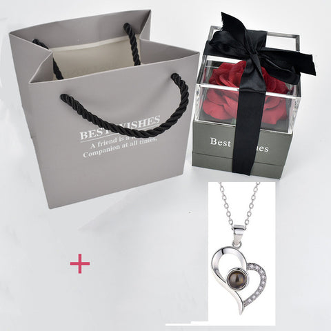 Image of ROSE JEWELRY GIFT BOX - HIDDEN I LOVE YOU LANGUAGES NECKLACE - Rosecolor