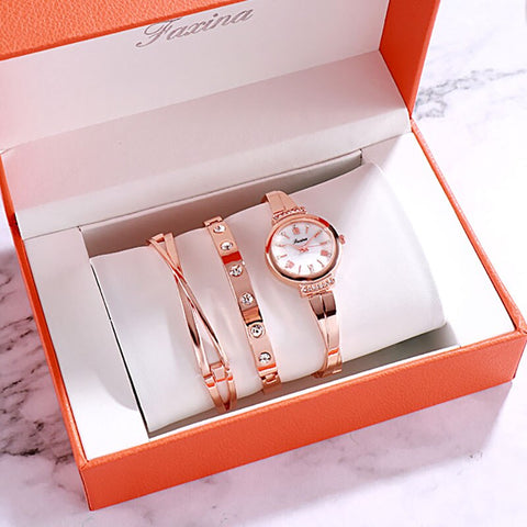 Image of Luxury 3pc Set Women's Watch - Rosecolor
