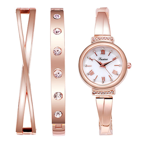 Image of Luxury 3pc Set Women's Watch - Rosecolor