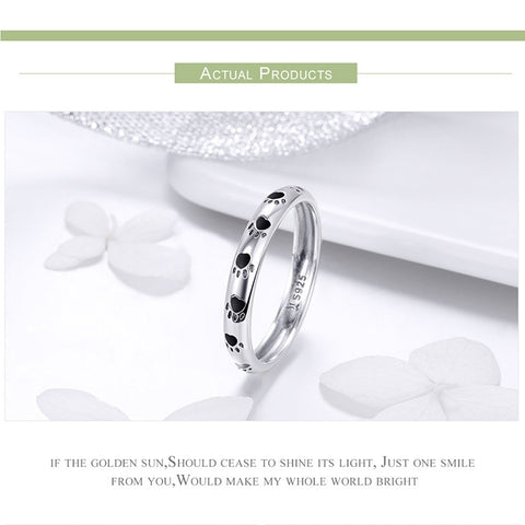 Image of Sterling Silver Stackable Dog Cat Paw Print Ring - Rosecolor