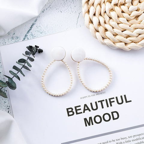 Image of Pearl Heart Oval Earrings - Rosecolor