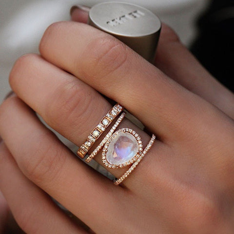 Image of Moonstone Diamond Ring 14k Rose Gold - Rosecolor