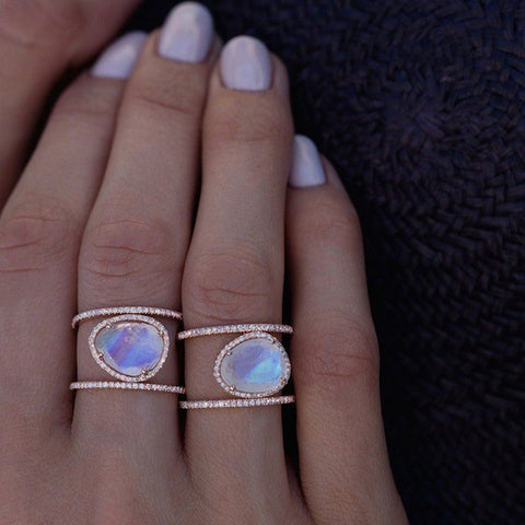 Image of Moonstone Diamond Ring 14k Rose Gold - Rosecolor