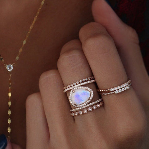 Image of Moonstone Diamond Ring 14k Rose Gold - Rosecolor