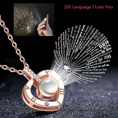 Image of ROSE JEWELRY GIFT BOX - HIDDEN I LOVE YOU LANGUAGES NECKLACE - Rosecolor