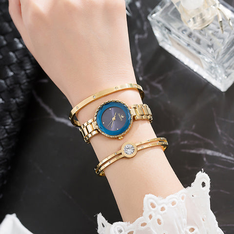 Image of Luxury Blue Face Diamond Watch - Rosecolor
