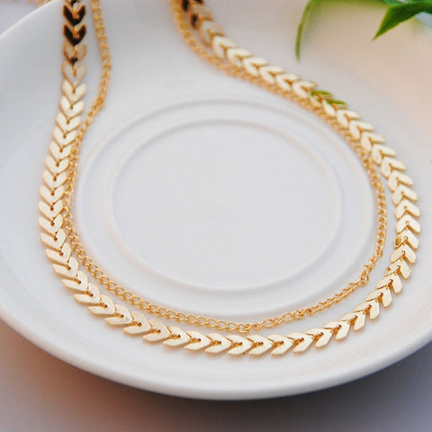 Image of Two Layer Multi Arrow Choker Necklace - Rosecolor