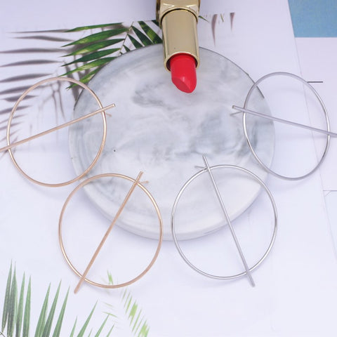 Image of Round Geometric Hoop Earrings - Rosecolor