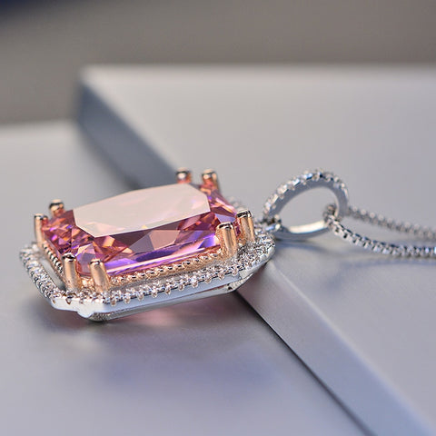 Image of Natural Pink Gemstone Necklace - Rosecolor