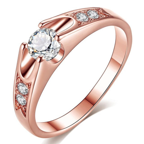 Image of Rose Gold Cubic Zirconia Ring - Rosecolor