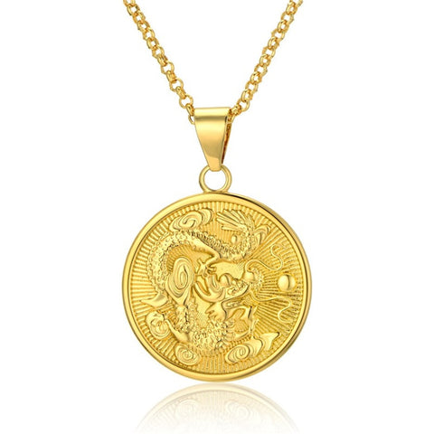 Image of Vintage Gold Dragon Necklace - Rosecolor