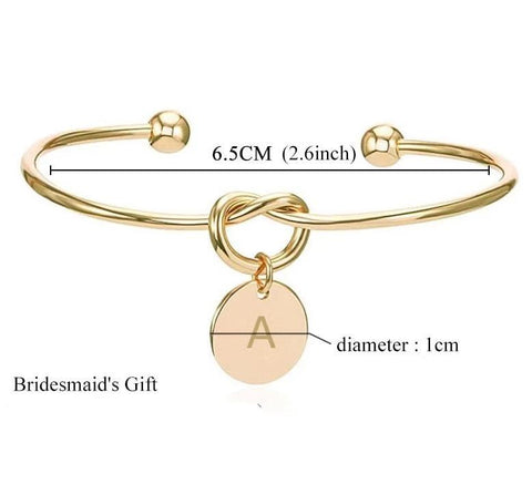 Image of A-Z Charm Knot Bracelet - Rosecolor