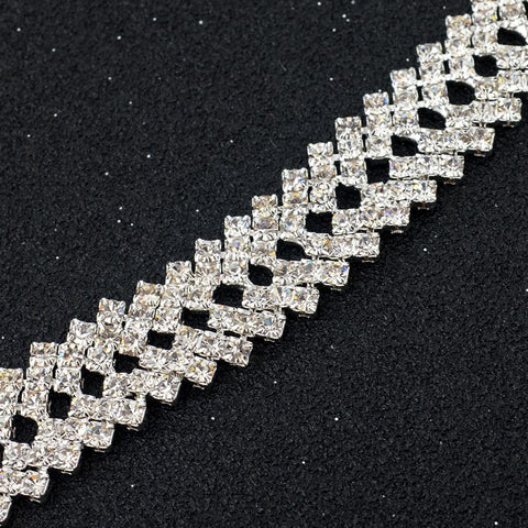 Image of Double Layer Crystal Silver Bracelet - Rosecolor