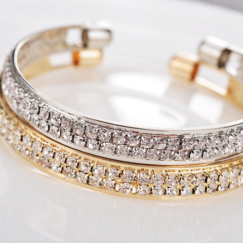 Image of 2-Row Crystal Cuff Bracelet - Rosecolor