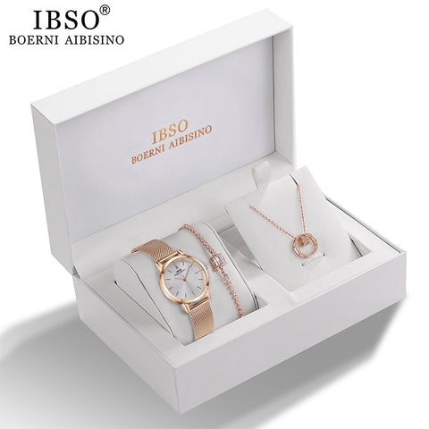 Image of Women's Quartz Watch Set Rose Gold Crystal - Rosecolor