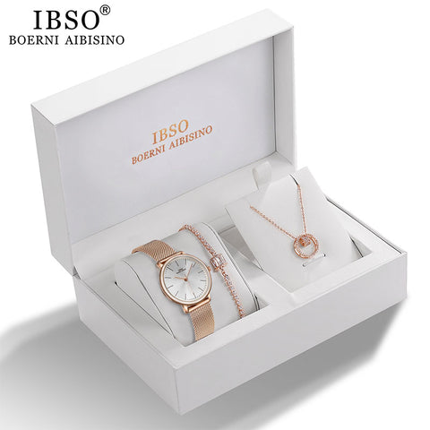 Image of Women's Quartz Watch Set Rose Gold Crystal - Rosecolor