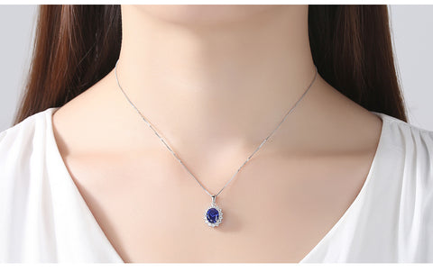 Image of Oval Princess Diana William Sapphire Necklace - Rosecolor