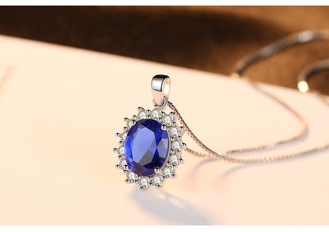 Image of Oval Princess Diana William Sapphire Necklace - Rosecolor