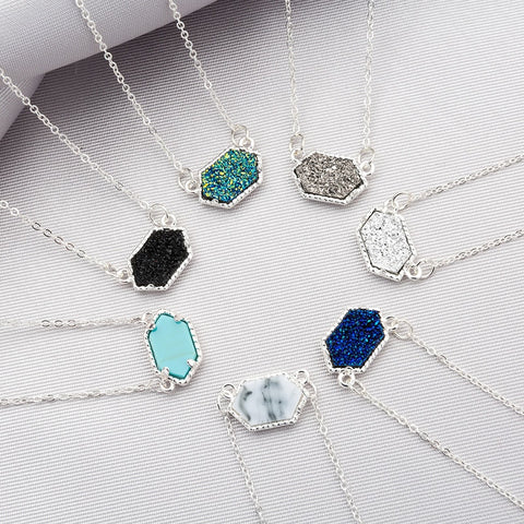 Image of Faux Stone Necklace - Rosecolor