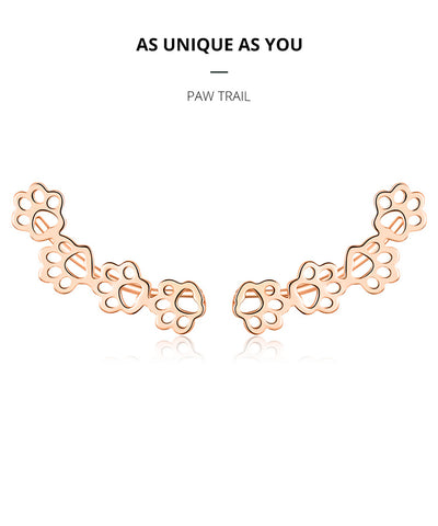 Image of Sterling Silver Pet Paw Print Earrings - Rosecolor