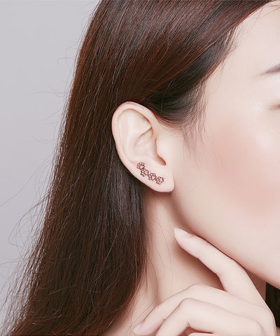 Image of Sterling Silver Pet Paw Print Earrings - Rosecolor