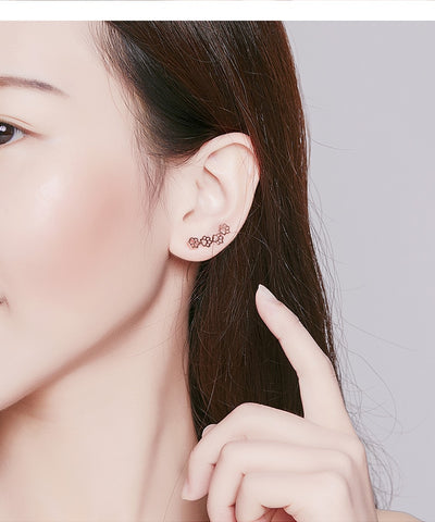 Image of Sterling Silver Pet Paw Print Earrings - Rosecolor