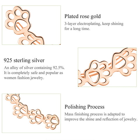 Image of Sterling Silver Pet Paw Print Earrings - Rosecolor