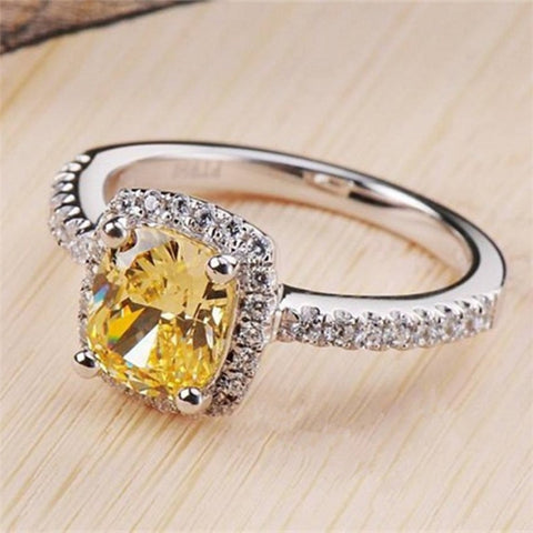 Image of Sterling Silver White Gold Engagement Ring - Rosecolor