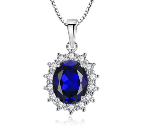 Image of Oval Princess Diana William Sapphire Necklace - Rosecolor