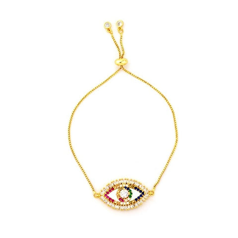 Image of Evil Eye Gold Zirconia Bracelet - Rosecolor