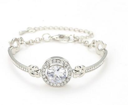 Image of Rhinestone Charm Bracelet Gold Silver Rose - Rosecolor