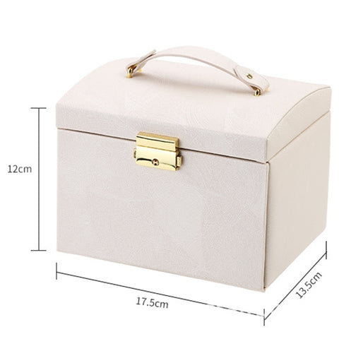Image of Elegant Multi-Function Leather Jewelry Box - Rosecolor