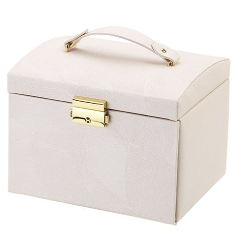 Image of Elegant Multi-Function Leather Jewelry Box - Rosecolor
