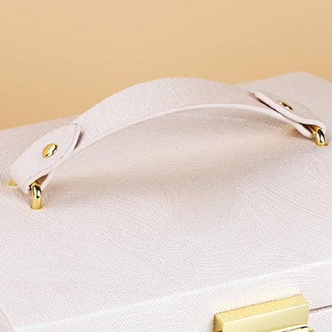 Image of Elegant Multi-Function Leather Jewelry Box - Rosecolor