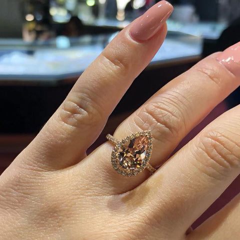 Image of Water Droplet Pink Zircon Ring - Rosecolor