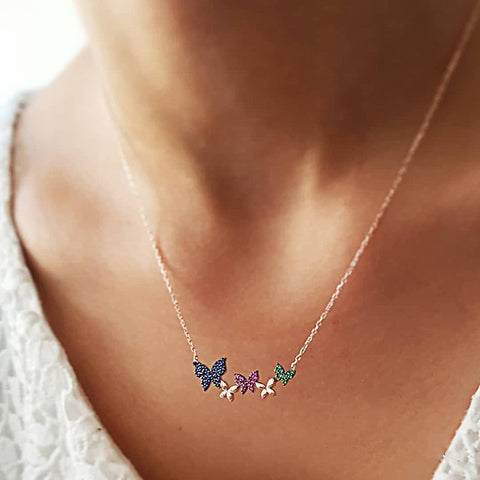 Image of Crystal Butterfly Necklace - Rosecolor