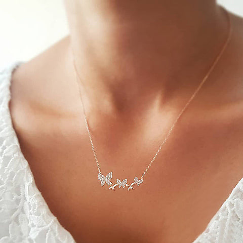 Image of Crystal Butterfly Necklace - Rosecolor