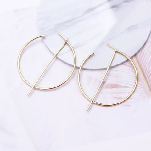 Image of Round Geometric Hoop Earrings - Rosecolor