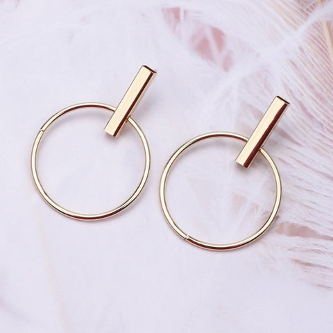 Image of Round Geometric Hoop Earrings - Rosecolor