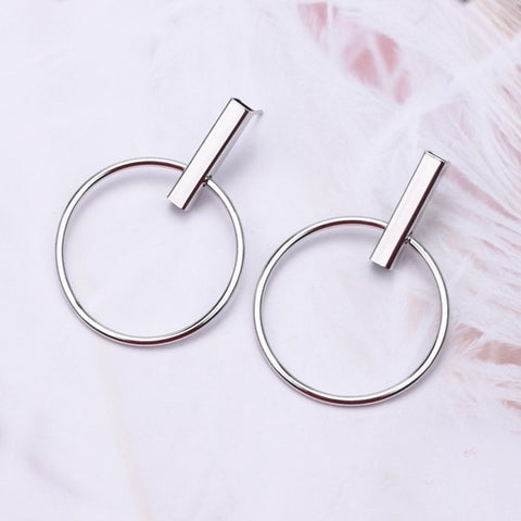 Image of Round Geometric Hoop Earrings - Rosecolor