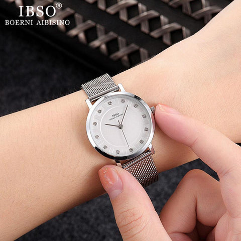 Image of Women's Silver Mesh Stainless Steel Strap Watch - Rosecolor