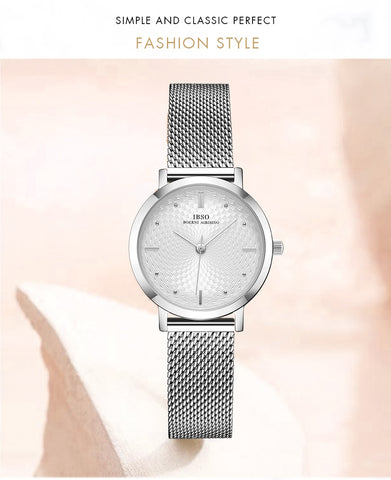 Image of Women's Silver Mesh Stainless Steel Strap Watch - Rosecolor