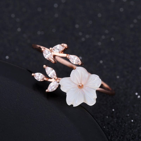 Image of Delicate Flower Zircon Crystal Ring - Rosecolor