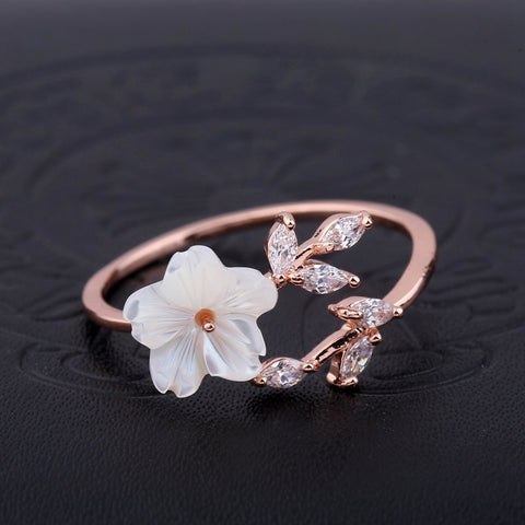 Image of Delicate Flower Zircon Crystal Ring - Rosecolor