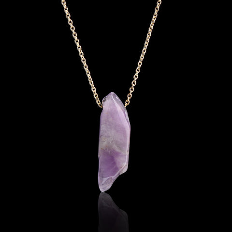 Image of Natural Crystal Quartz Stone Necklace - Rosecolor