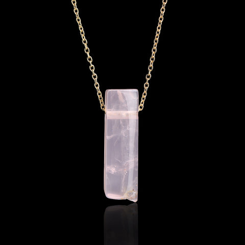 Image of Natural Crystal Quartz Stone Necklace - Rosecolor