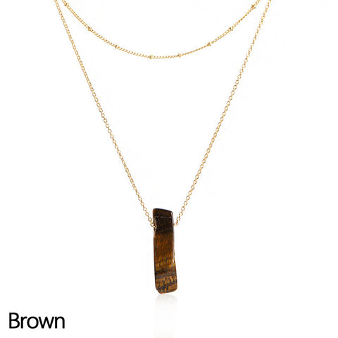 Image of Natural Crystal Quartz Stone Necklace - Rosecolor